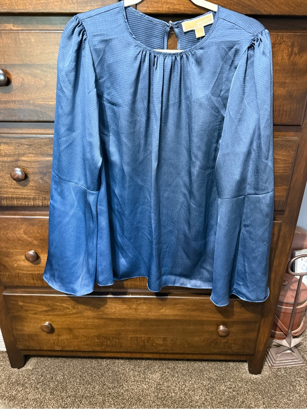Michael Kors Blue Satin-Look Long Shirt B5